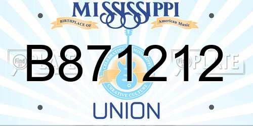 B871212 Mississippi License Plate