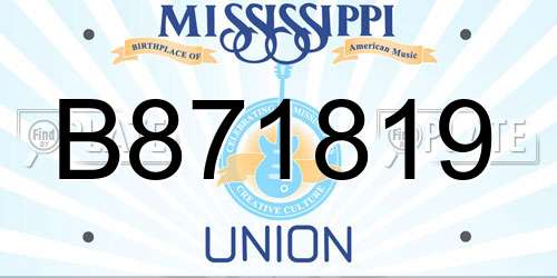 B871819 Mississippi License Plate