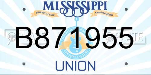 B871955 Mississippi License Plate
