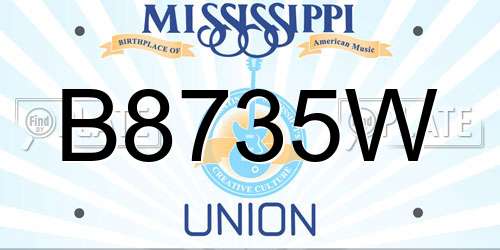 B8735W Mississippi License Plate
