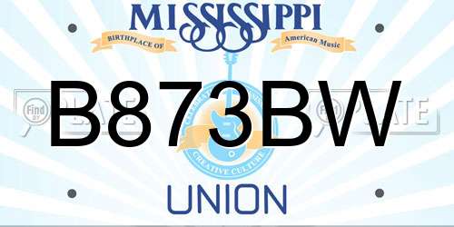 B873BW Mississippi License Plate
