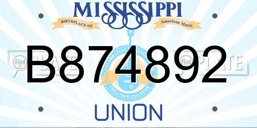 B874892 Mississippi License Plate