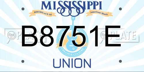 B8751E Mississippi License Plate