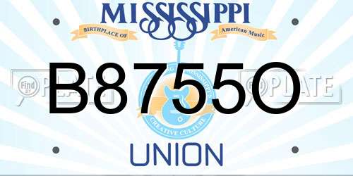 B8755O Mississippi License Plate