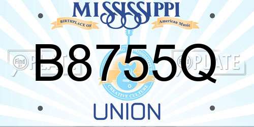 B8755Q Mississippi License Plate