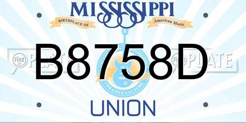B8758D Mississippi License Plate