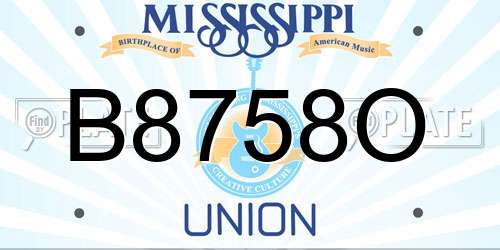 B8758O Mississippi License Plate