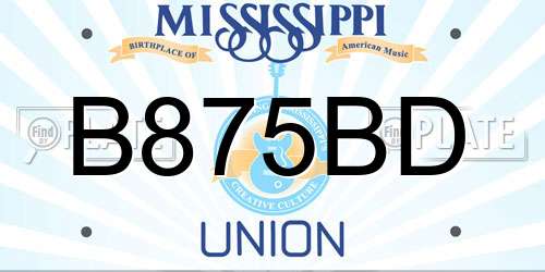 B875BD Mississippi License Plate