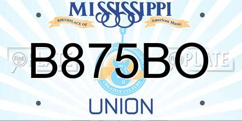 B875BO Mississippi License Plate