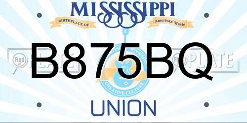 B875BQ Mississippi License Plate