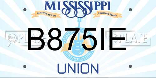 B875IE Mississippi License Plate