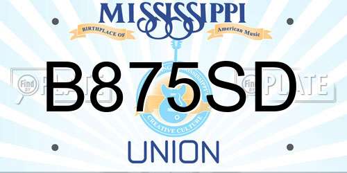 B875SD Mississippi License Plate