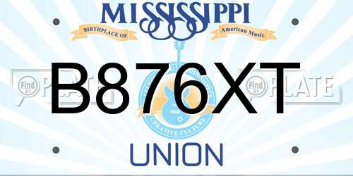 B876XT Mississippi License Plate