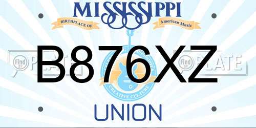 B876XZ Mississippi License Plate