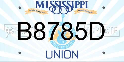 B8785D Mississippi License Plate