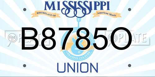B8785O Mississippi License Plate