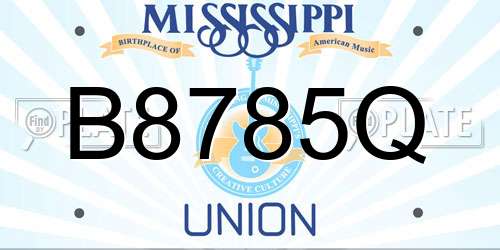 B8785Q Mississippi License Plate