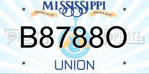 B8788O Mississippi License Plate