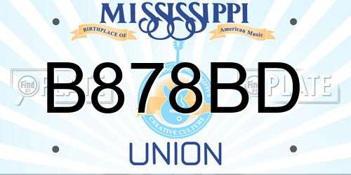 B878BD Mississippi License Plate