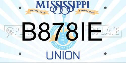 B878IE Mississippi License Plate