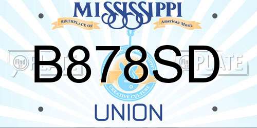 B878SD Mississippi License Plate