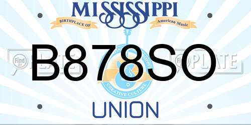 B878SO Mississippi License Plate