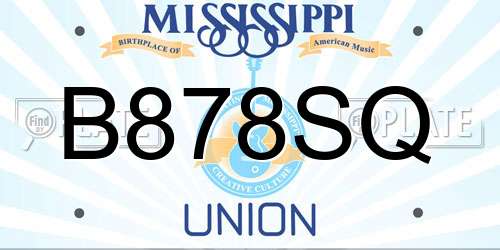 B878SQ Mississippi License Plate