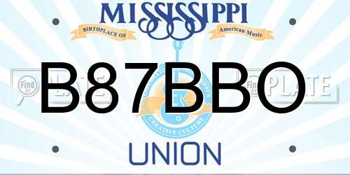 B87BBO Mississippi License Plate