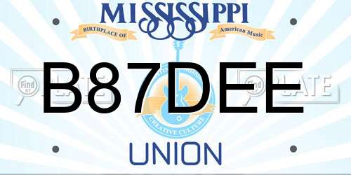 B87DEE Mississippi License Plate