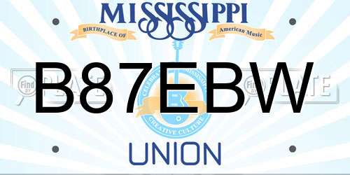 B87EBW Mississippi License Plate