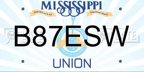 B87ESW Mississippi License Plate