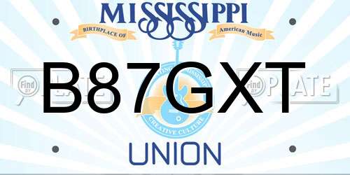 B87GXT Mississippi License Plate