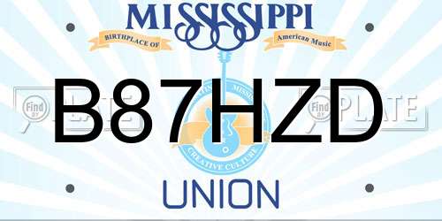 B87HZD Mississippi License Plate