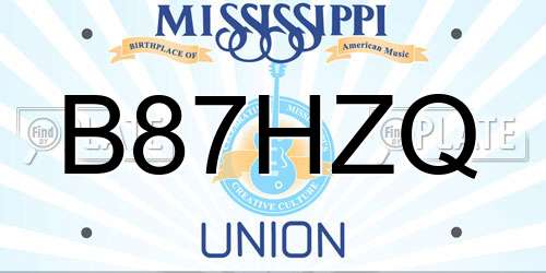 B87HZQ Mississippi License Plate