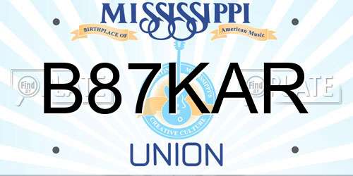 B87KAR Mississippi License Plate