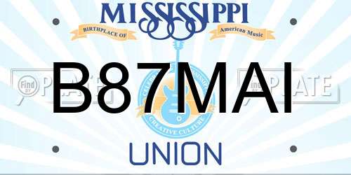 B87MAI Mississippi License Plate