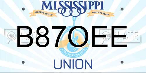 B87OEE Mississippi License Plate