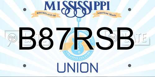 B87RSB Mississippi License Plate
