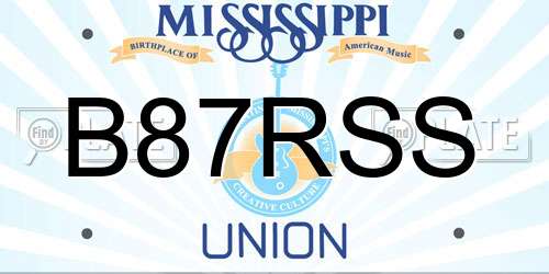 B87RSS Mississippi License Plate