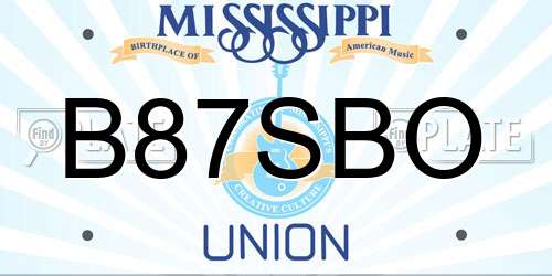 B87SBO Mississippi License Plate