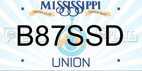 B87SSD Mississippi License Plate