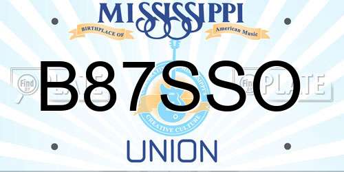 B87SSO Mississippi License Plate