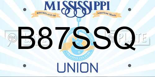 B87SSQ Mississippi License Plate