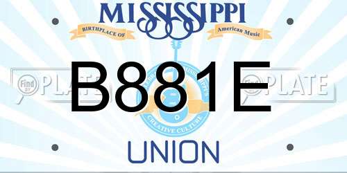 B881E Mississippi License Plate