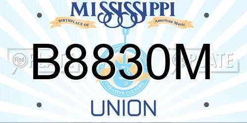 B8830M Mississippi License Plate