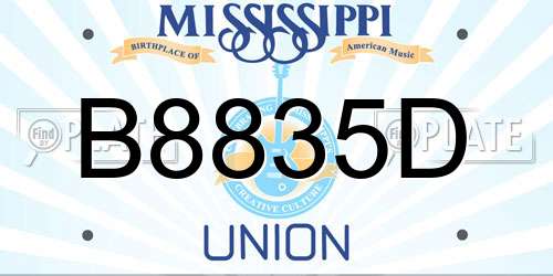 B8835D Mississippi License Plate
