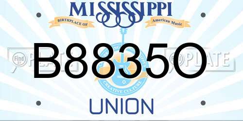 B8835O Mississippi License Plate