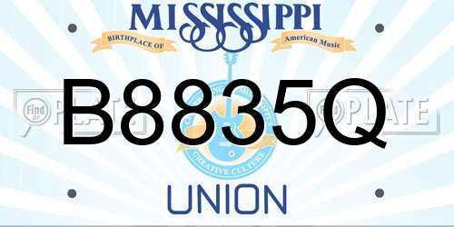 B8835Q Mississippi License Plate