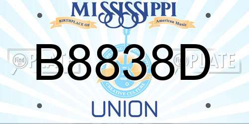 B8838D Mississippi License Plate