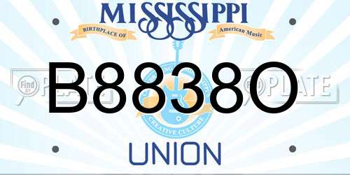 B8838O Mississippi License Plate
